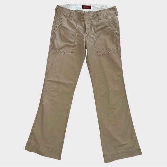 Y2K Hollister Women’s Pants Size 5 Khaki Mid Rise Straight Leg Bootcut Cargo - Picture 1 of 10